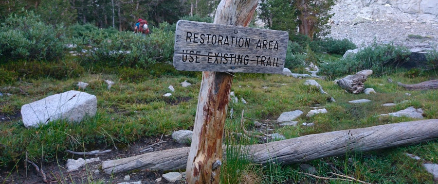 restoration sign, keep walking