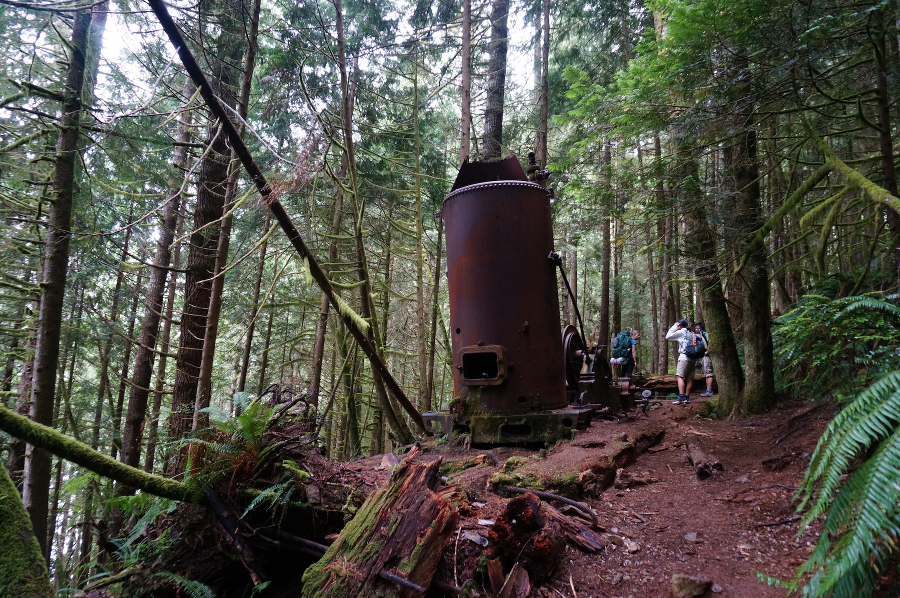 Vintage ship parts along the trail, from its historical origins as rescue access for ships that missed the sound and hit Vancouver island instead.