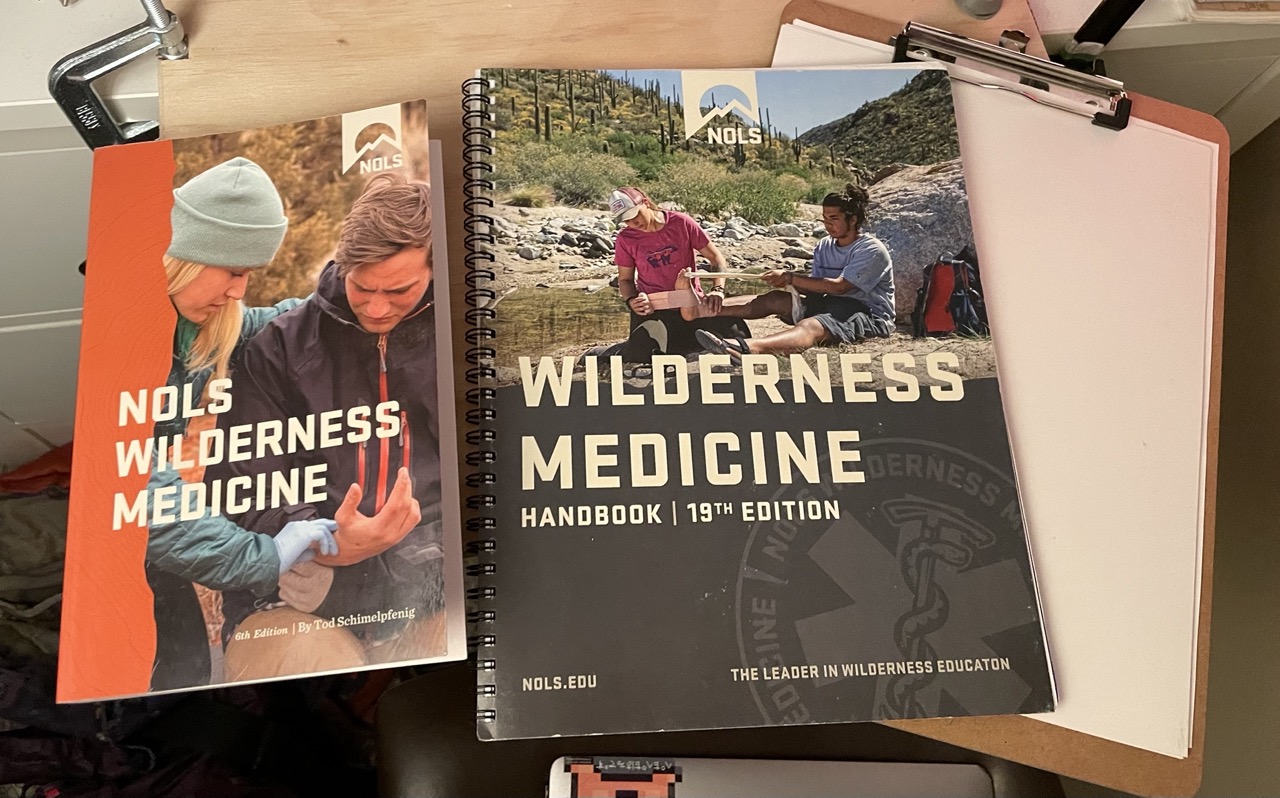 Textbook, spiral notebook (which organised concepts way better than the textbook did), and handy clipboard for jotting notes during lectures and vitals during scenarios.